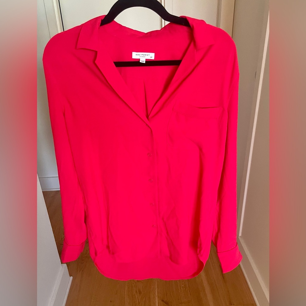 Equipment Femme Hot Pink Blouse Size Small